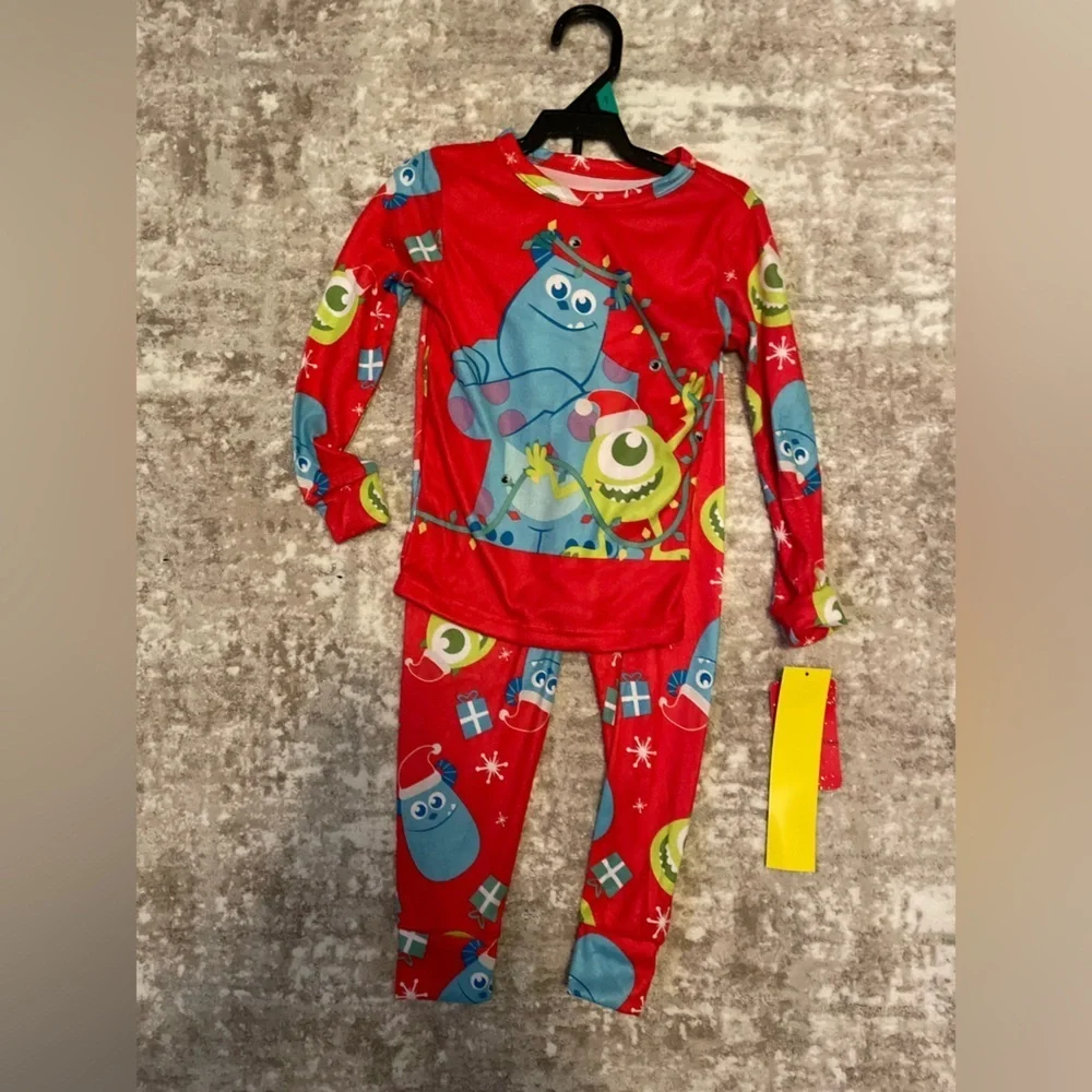 Pixar Holiday Kids Red Monsters Inc Pajama Set size 5T-NWT